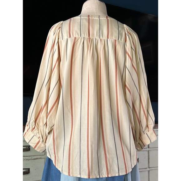 Anthropologie Maeve Striped Bubble Sleeve Blouse S - Picture 3 of 14